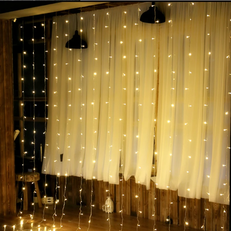 4.5Mx3M 300 LED Curtain Christmas Wedding Holiday String Light LED Decoration Fairy Lamp bulb Garland Party Garden Curtain Decor