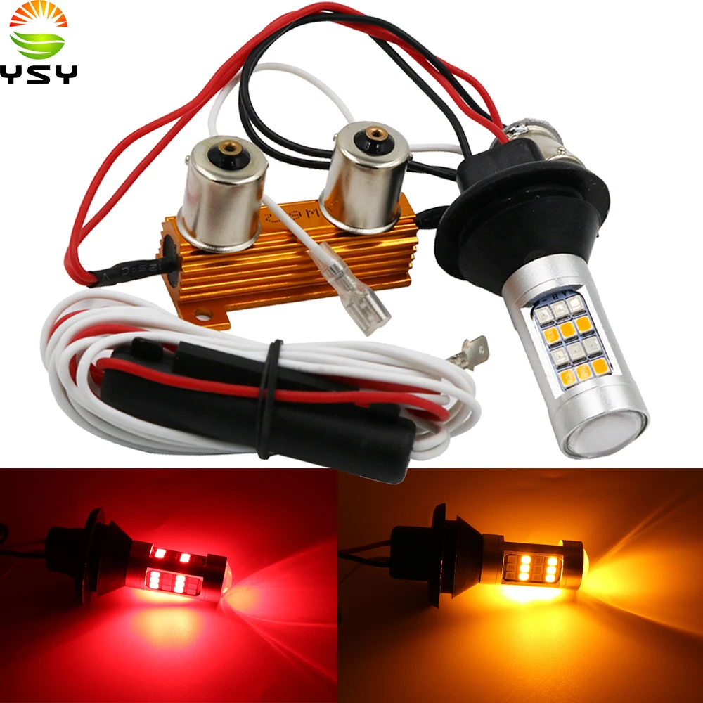 2x Canbus Led 1156 Ba15s Bau15s P21w Py21w Led 42smd T 7440 W21w Led ブルーアンバー抵抗器車のターン信号デュアルモード Drl Signal Lamp Aliexpress