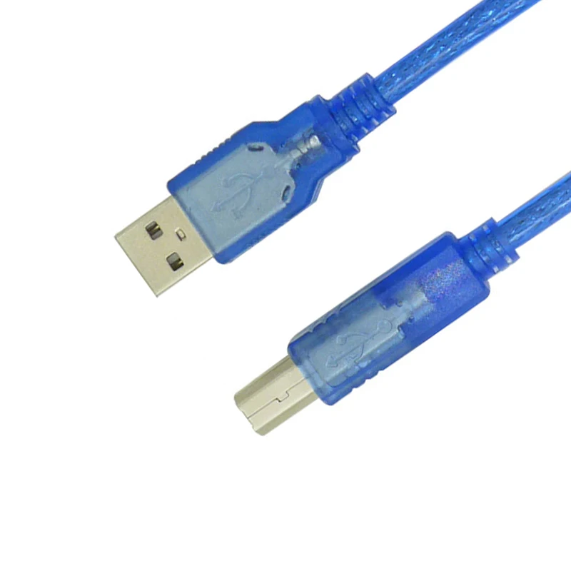 Прозрачная синяя линия передачи данных 1 5 м 3 USB 2 0 высокоскоростная квадратная