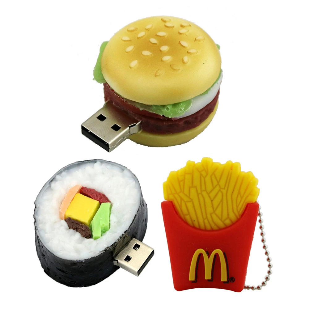 Hamburger Food Usb Flash Drive Creative Sushi French Fries PenDrive Pen