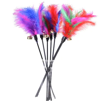 

Pheasant Hair Playing Cat Sticks Colorful Pet Toys Bells Kittens Toy Bars Interactive Cat Toy Feather