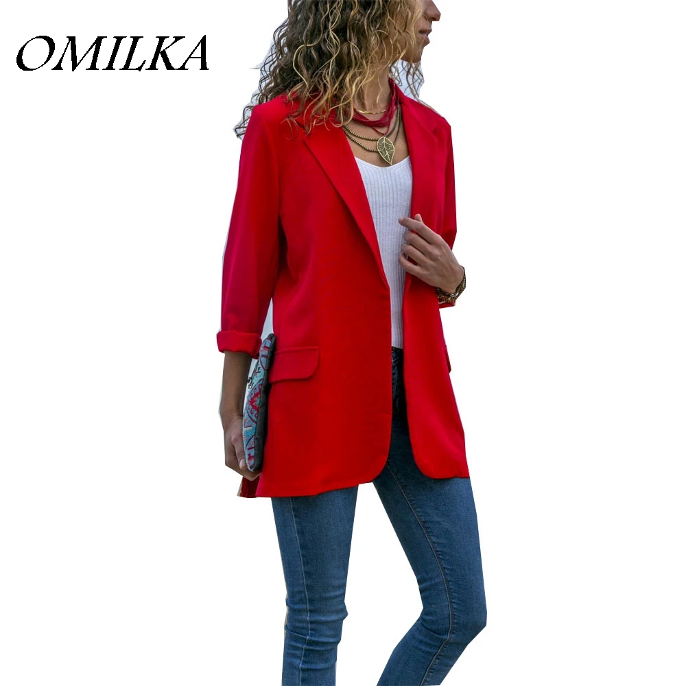 YD EVER Women Autumn Blazer Pink Plaid Long Sleeve Double