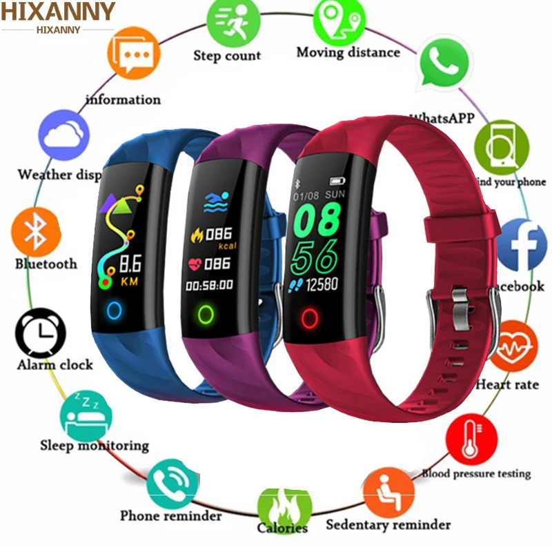 

2019 Heart Rate Smart Bracelet IP68 Waterproof Blood pressure oxygen Monitor Color Screen Activity Fitness Tracker Smart Band