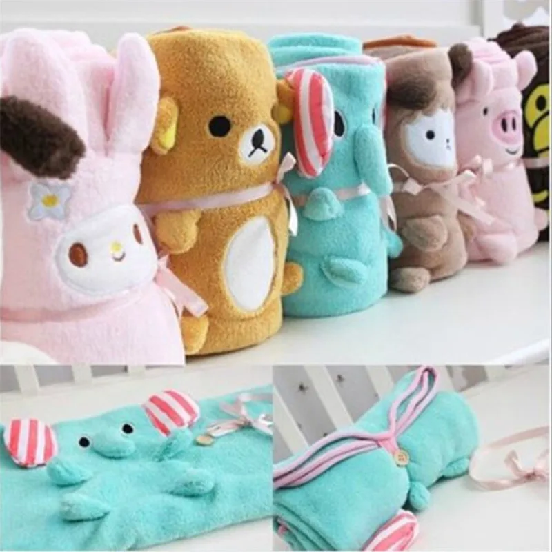 

Kid Toddler Swaddle Lovely Cartoon Animal Coral Fleece Soft Bedding Infant Quilt Children Home Sleeping Bag Baby Blanket