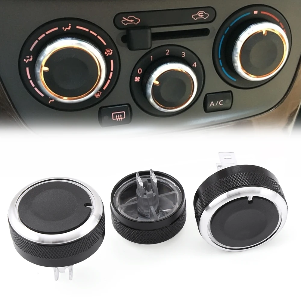 Yushu 3 Pcs Air Condition Knob Car A/C Heater Control Switch For Nissan Tiida NV200 Livina Geniss NS Liwei Tiida Tiida Air Conditioning Knob Switch Automotive Electronics 