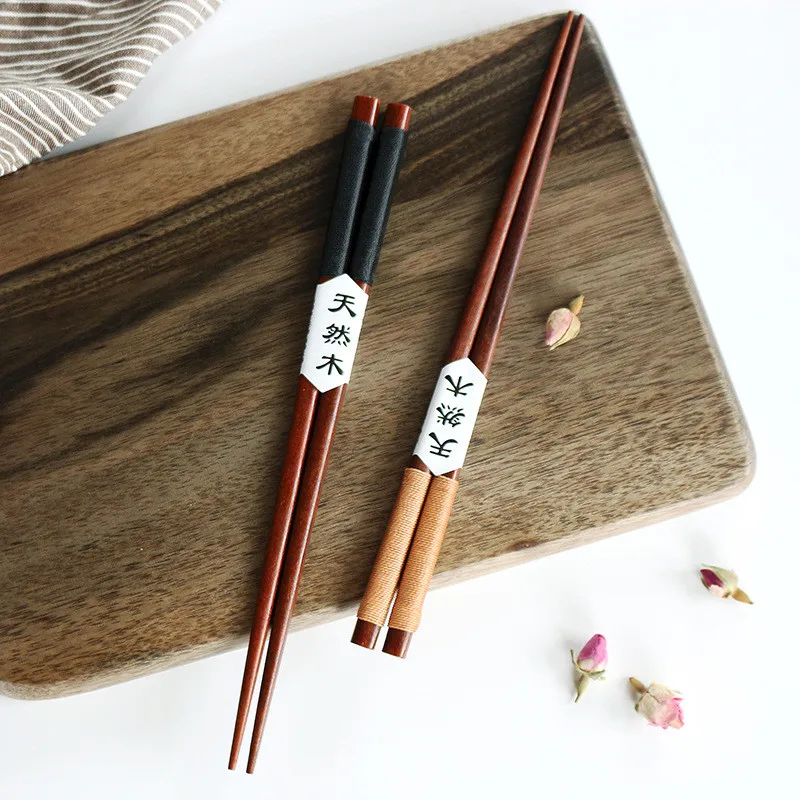 

2 Pairs Handmade Japanese Natural Chestnut Wood Chopsticks Set Value Gift Non-Slip Hashi Chinese Chopsticks Kitchen Accessories