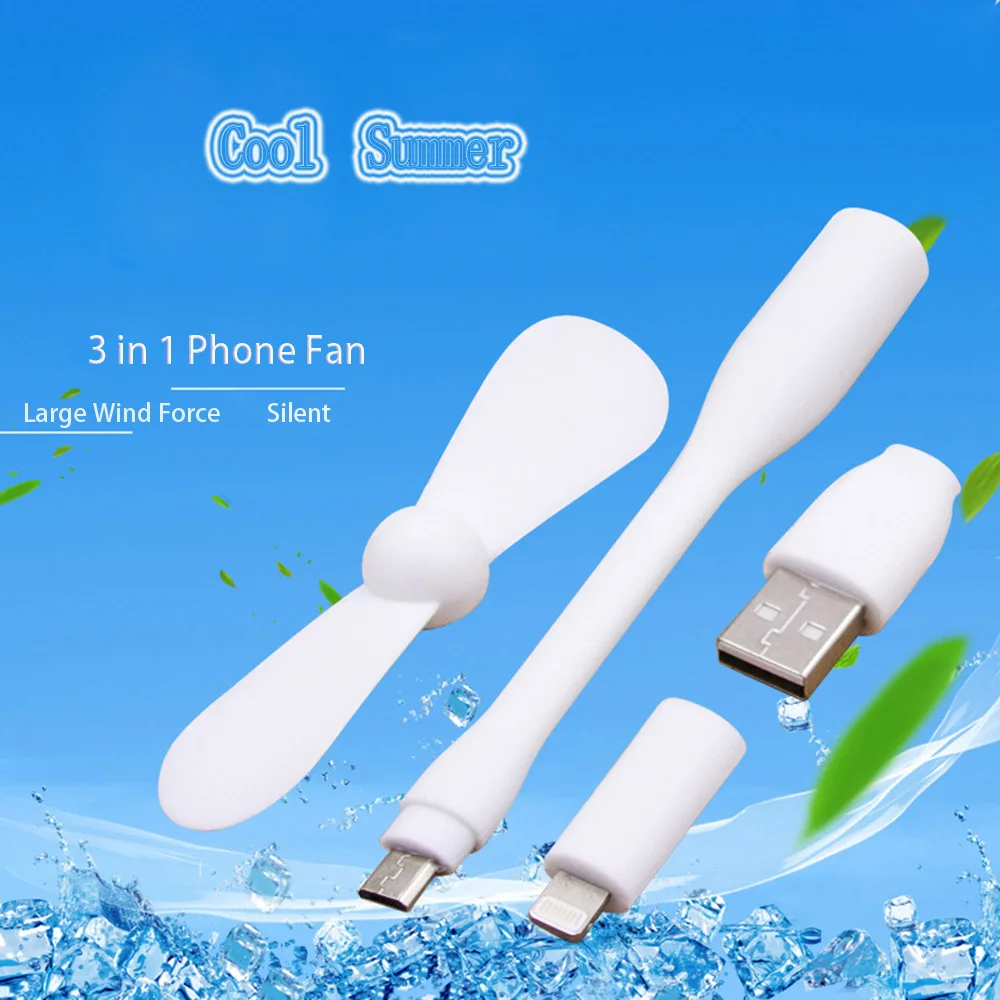 DSISEDIMS Mini USB Fan 3 in 1 Phone Fan USB Fan Flexible Portable USB