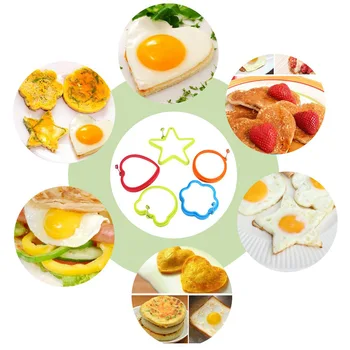 

Kitchen Tools Stars Heart Round Flower Shape Non-stick Silicone Fried Egg Mold Pancake Rings Cooking Egg Tools Mould lin3918