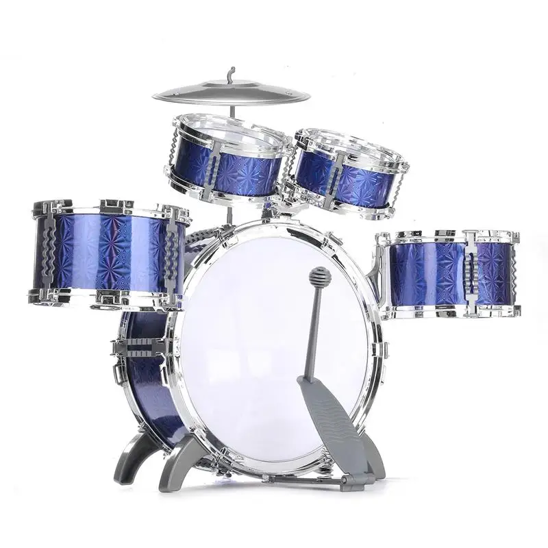 SENRHY синий детский музыкальный барабанный инструмент набор с палочками для табурета, подарок для детей