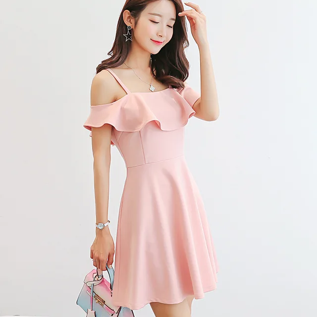 Korean Summer Dress Women Clothing Sleeveless Casual Sexy Dress Solid
