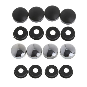 

8 Pcs ABS Chrome License Plate Frame Screw Nut Caps+Bolt Cover Set For Car Truck
