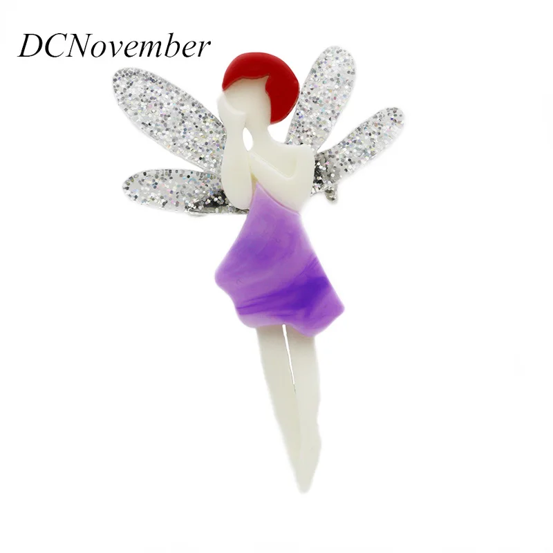 

DCNovember Fairy Brooch 3 Colors Angel Brooches Women Environmental Acetate Fiber Brooch Pins Jewelry