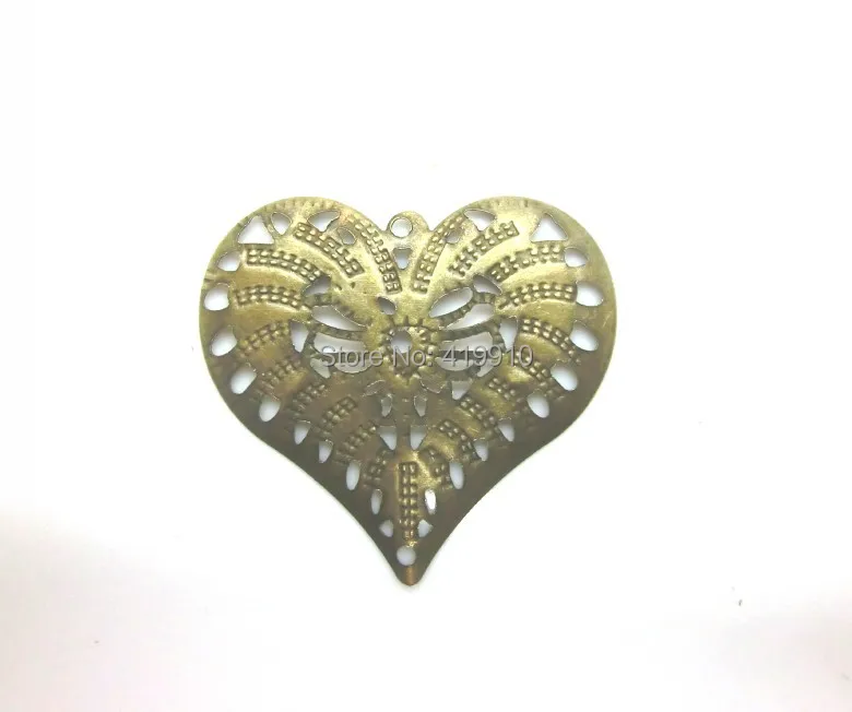 

50PCs Antique Bronze Filigree Flower Heart Charm Pendants Wraps Connnector Embellishments Gift Decoration DIY 4x4.3cm J0632