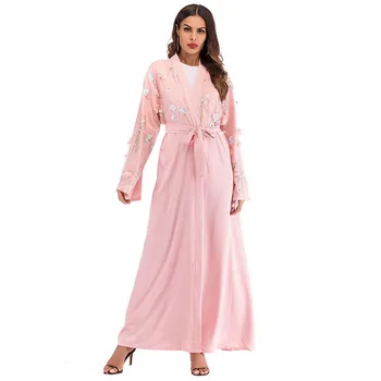 

Qatar Caftan Prayer Clothing Tesettur Elbise WomenEthnic Robes Abaya Islamic Muslim Middle East Maxi Dress Bandage KaftanY56