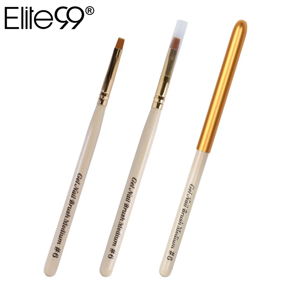 Elite99 Nail Brush UV Gel Nail Polish Brush Set with Gold Color Cap