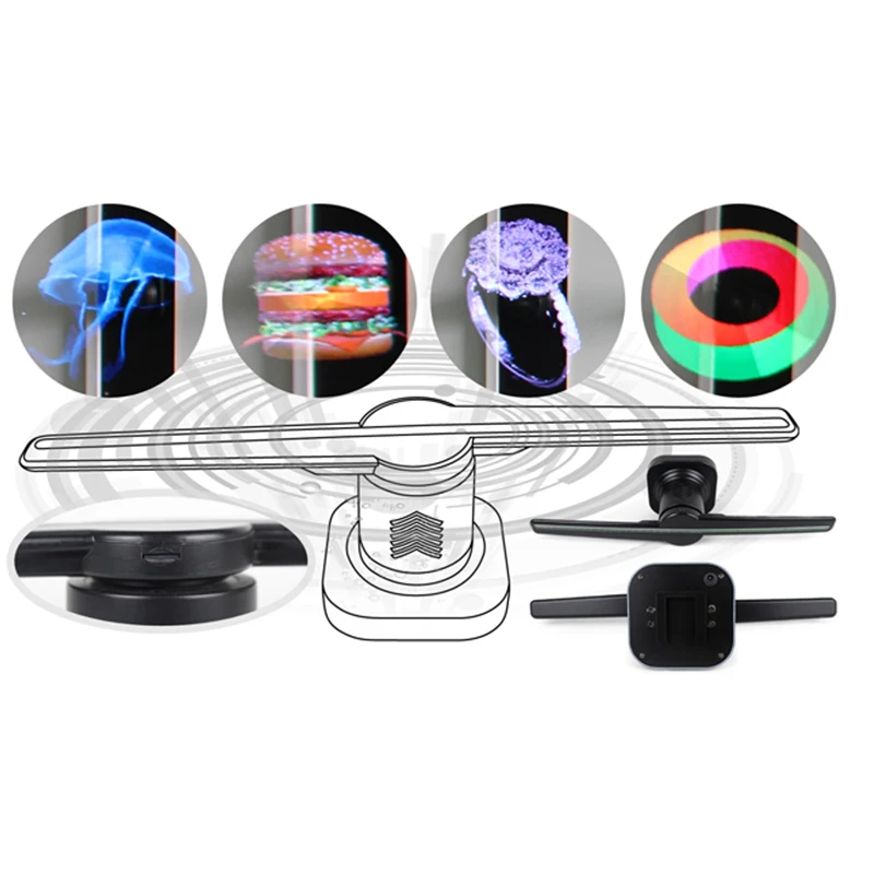 Decoração do Feriado 3d Holograma Publicidade Display Led Fan Imagens Holográficas 3d nu Olho Levou fã Luz Led Moving Head Luz 10 led movendo a cabeça luz decoração do feriado