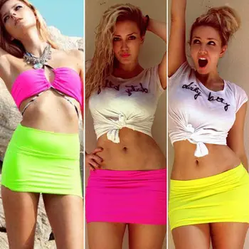 

Womens Pencil Bandage High Waisted Bodycon Ladies Wrap Short Mini Skirt