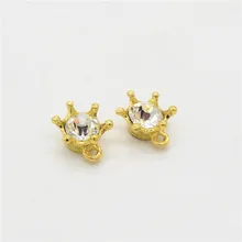 Wholesale 40pcs crystal Crown Gold Pendant Alloy DIY Fashion charm Bracelet Necklace Jewelry Accessories js1382