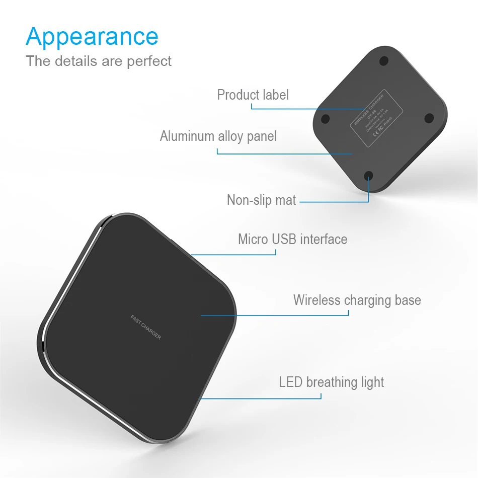 !ACCEZZ 7.5W Portable Qi Wireless Charging For iPhone X 8 XS Max XR Phone Charger 10W For Huawei Samsung Galaxy S9 S8 Plus Note9 (9)