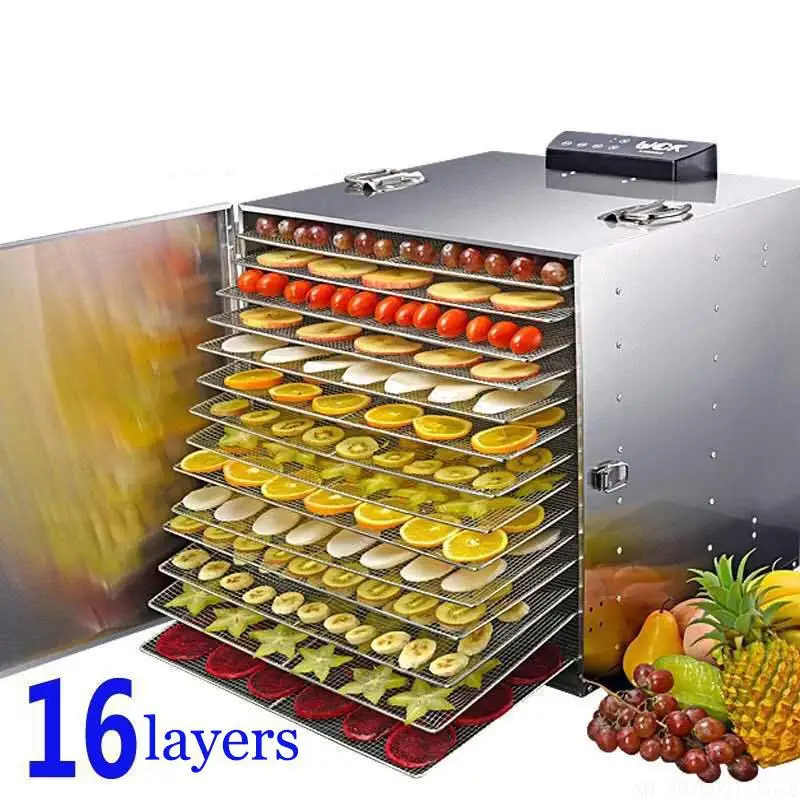 

16 Layer Commercial Professional Fruit Food Dryer Stainless Steel Food Fruit Vegetable Pet Meat Air Dryer Electric Dehydrator