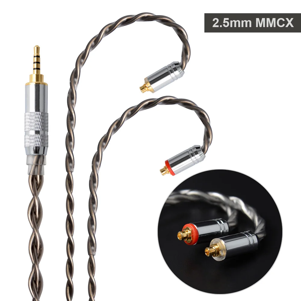 NICEHCK 7N один Кристалл Медь OCC посеребренный кабель 3,5/2,5/4,4 мм разъем MMCX/2Pin разъем для ZS10 AS10 V80 TFZ NICEHCK M6