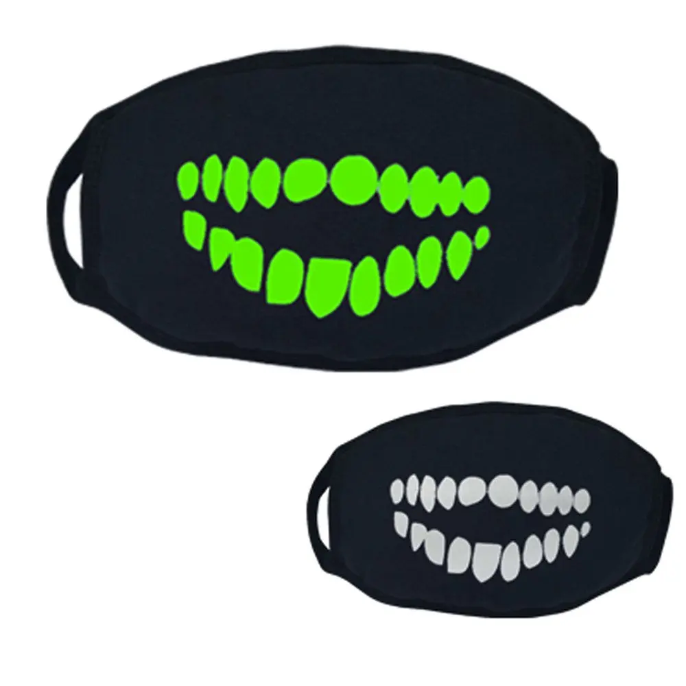 Дропшиппинг флуоресцентная светящаяся маска Ужас Череп голова зубы дышащая мужская и женская черная хлопковая маска 1 шт - Цвет: 19