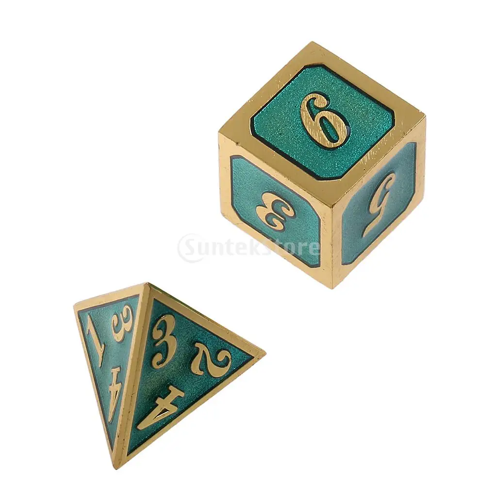 14x Polyhedral Alloy Dices D4-D20 for Dungeons and Dragons Gaming Prop Gift