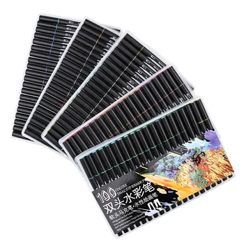 

60/72/100 Color Dual Tips Brush Pen Set Water Based Ink Brush Marker for Drawing Painting Watercolor Marker Pen School Supplies