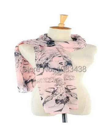 2014 New Fashion Women's Chiffon Scarf Long Wrap Shawl Scarves Marilyn Monroe Head Print | Аксессуары для одежды