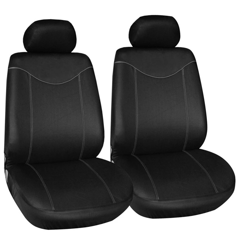 2pcs Front Seat Cover Universal For Cars Simple Protective Seats Car-covers Black Automotive Interior Decoration - Название цвета: 2 Front Black Grey