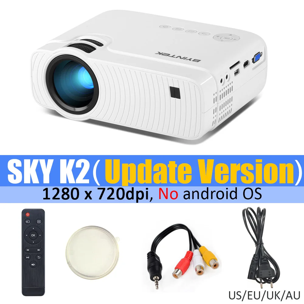 BYINTEK SKY K2 150 дюймов светодиодный мини микро Портативный видео HD проектор со спикером HD USB для игрового фильма 1080P кинотеатр домашний кинотеатр - Цвет: K2 Update Version