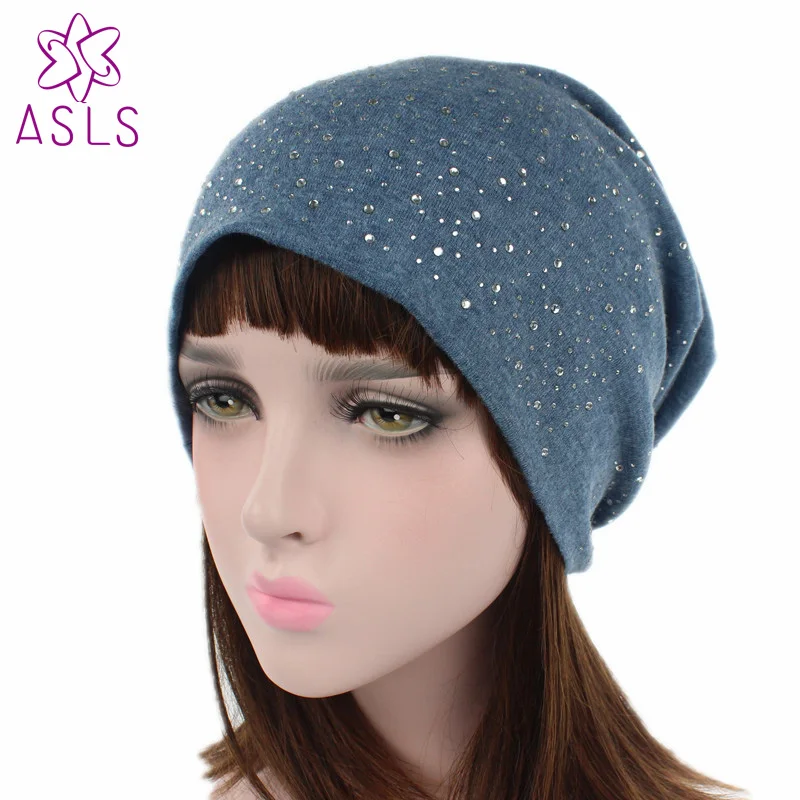 

Hot saleLadies Hot fix Stone cashmere set head cap Turban pile Cap chemotherapy Cap for Women