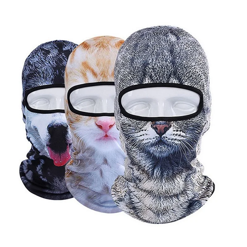 3D кошка собака животное Балаклава Велосипед Сноуборд вечерние Skullies Beanie ШЛЕМ ЛАЙНЕР зимняя вязаная шапка Полный лица маска для женщин и мужчин