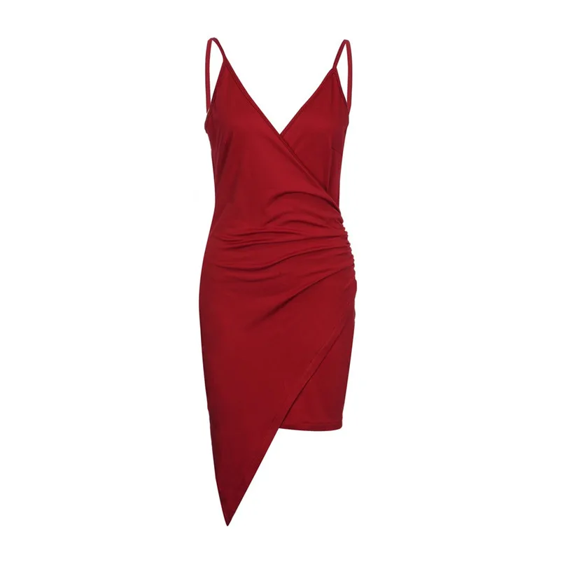 Sleeveless Irregularity Fashion Women Pure Color Buttock Mini Dress Woman Party Night Plus Size Robe Longue Boheme F25 (6)