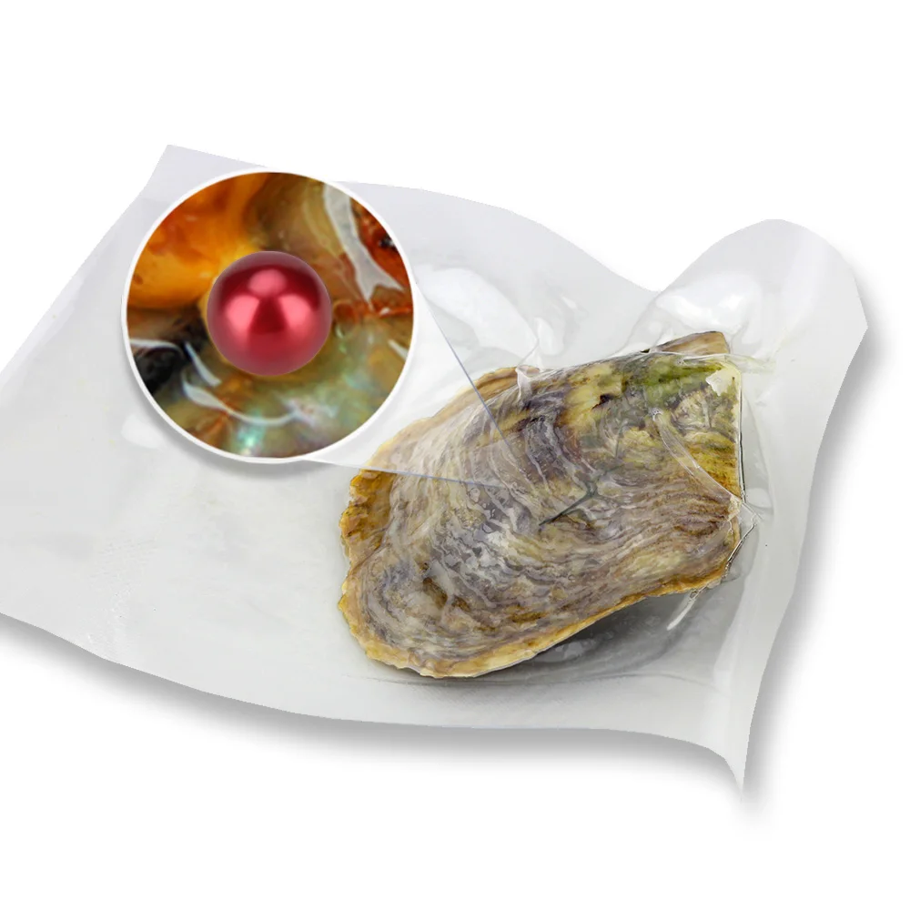 

CLUCI 50pcs RED Color Pearl Oysters 7-8mm Round Akoya Single Pearl Oysters, in Vacuum-Packed
