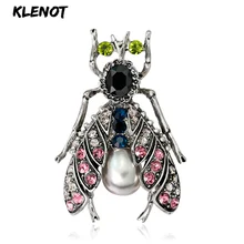 Антикварная серебряная брошь с насекомым Пчелой, стразы, жемчужные булавки и броши для женщин, стекло, розовый кристалл, животное, ювелирное изделие, брошь на шарф