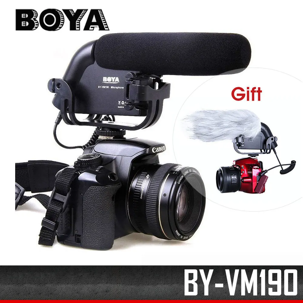 

BOYA BY-VM190 Stereo Shotgun Microphone w/ Windshield for Canon Nikon Pentax DSLR Camera T6s T6i T5i T4i 7D 6D 800D 760D 750D
