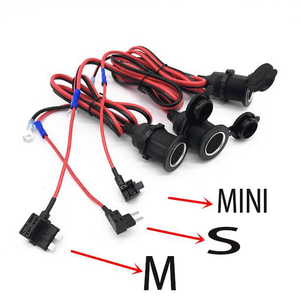 DC12-24v Автомобильный Разветвитель гнезда прикуривателя винт адаптер с предохранителем кран/крокодил 1/2 м кабель несколько вариантов