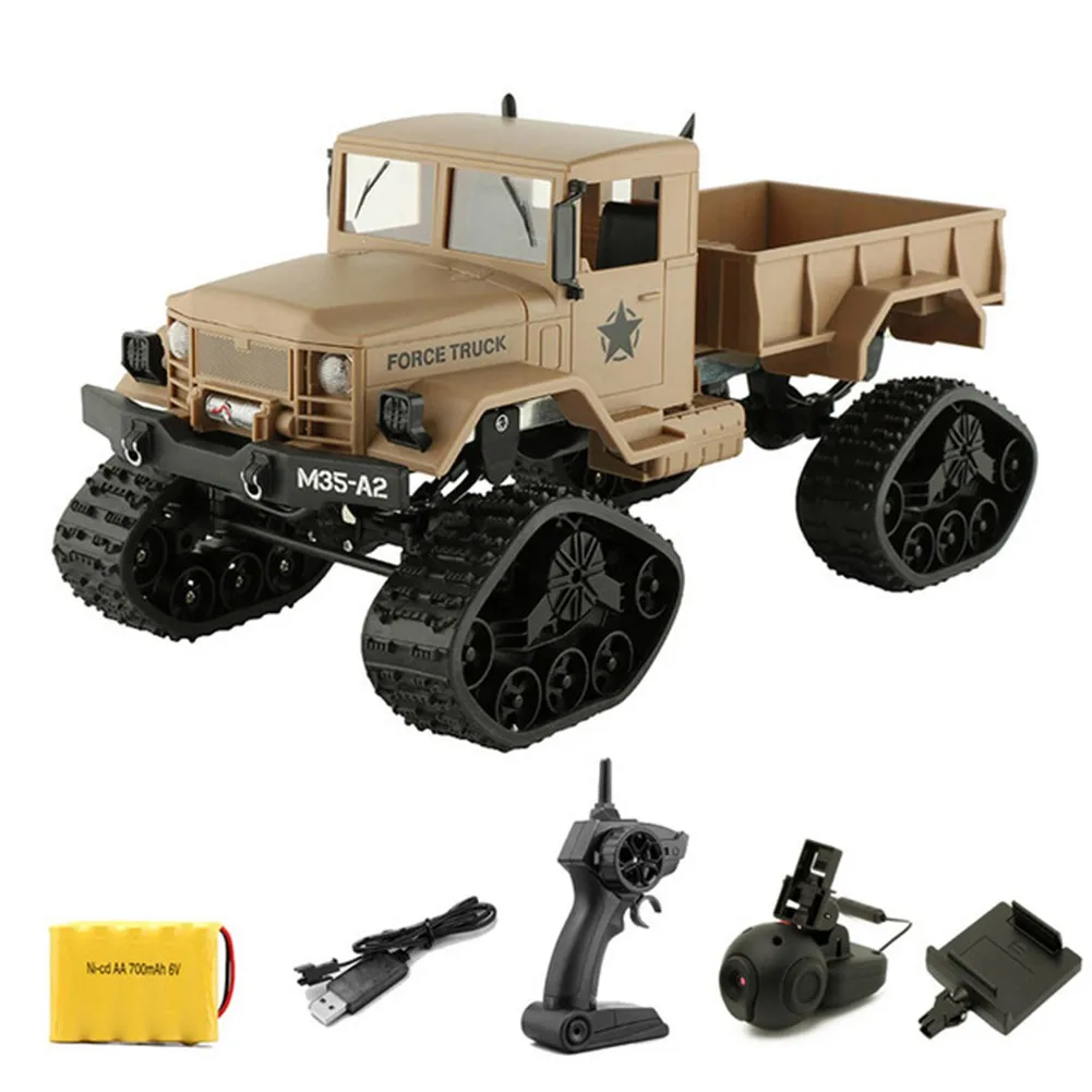 1:16 Full-scale RC Military Truck with WiFi HD Camera FPV Real-time Transmission 4WD Replaceable Tire High Speed RC Car - Color: with camera yellow