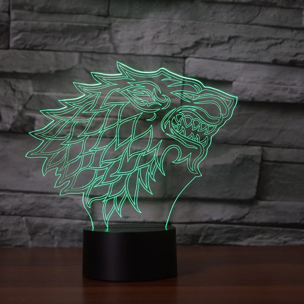 Fierce Wolf животного 3D ночник illusio лампы Детские led дистанционный переключатель USB спальня гостиная свет украшения дома светодиодные лампы