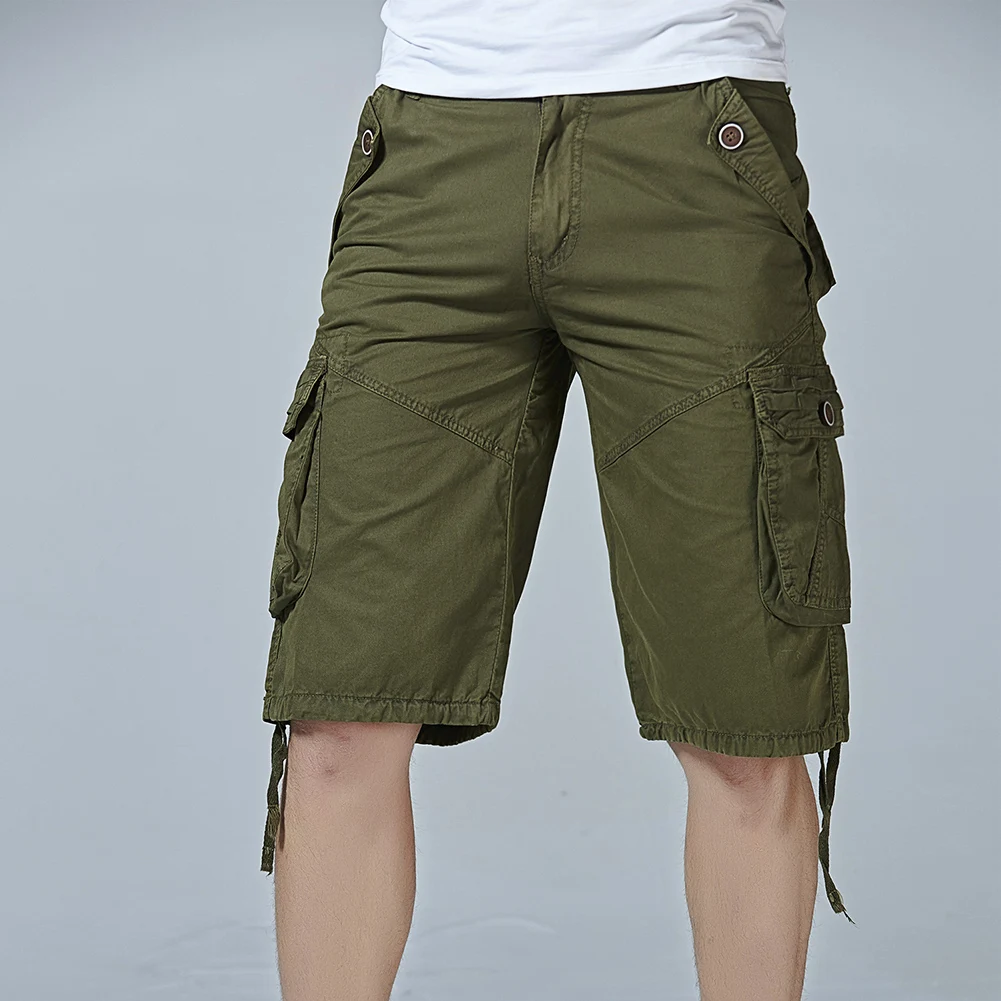 Свободные шорты-карго Для мужчин лето, мульти-pocket Military короткие Homme до колена Длина уличная Рубашки домашние плюс Размеры без ремень