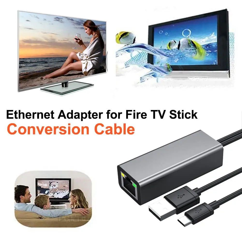 

For Fire TV Stick Ethernet Adapter 480 Mbps Micro MICO USB 2.0 To RJ 45 100M Conversion Cable Micro 100M Network Card TV Stick