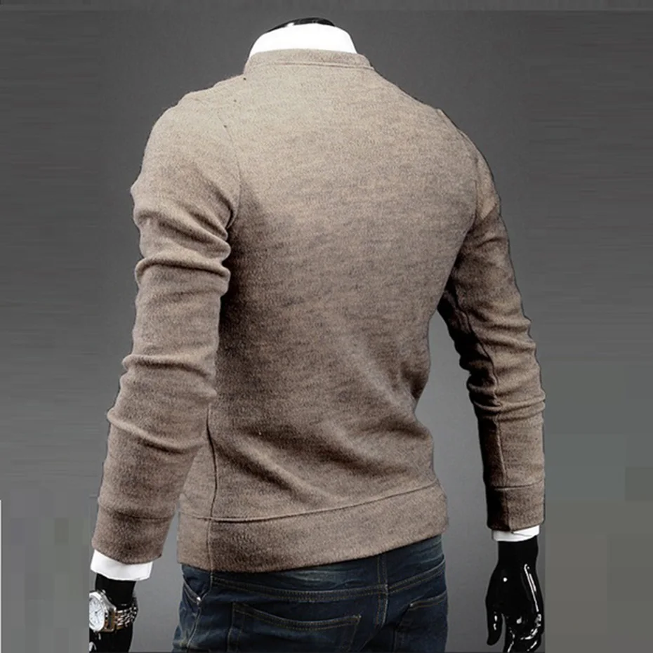 Zogaa Autumn Winter Men Sweater Men Solid Color O Neck Sweater Male Slim Fit Base Warm 4