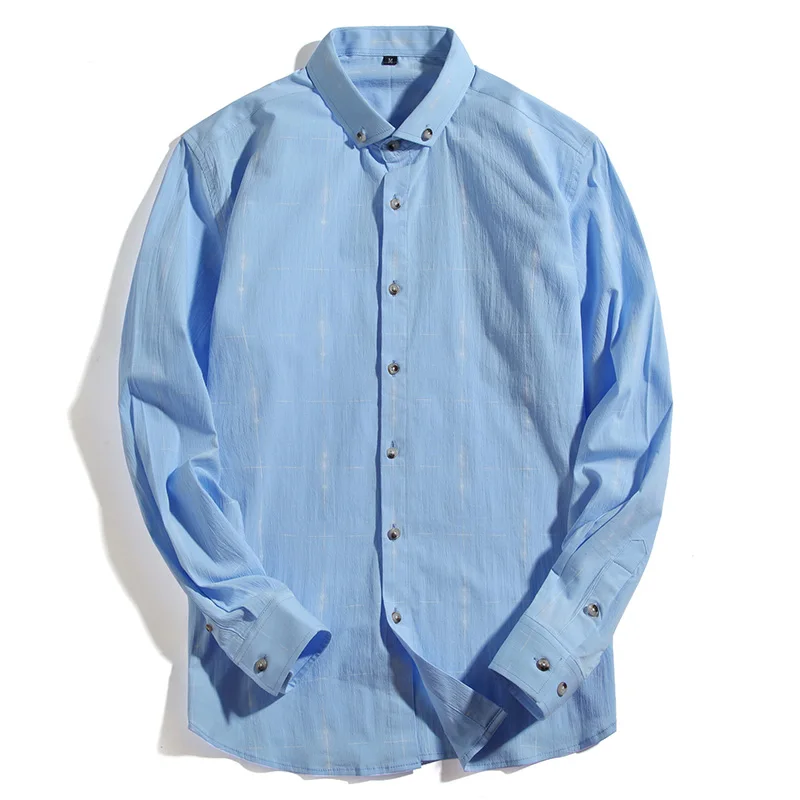 Для мужчин синий рубашка Camisa с длинным рукавом Мода 2018 весна хлопок офис рубашку китайский Стиль Повседневные платья Для мужчин s рубашки в