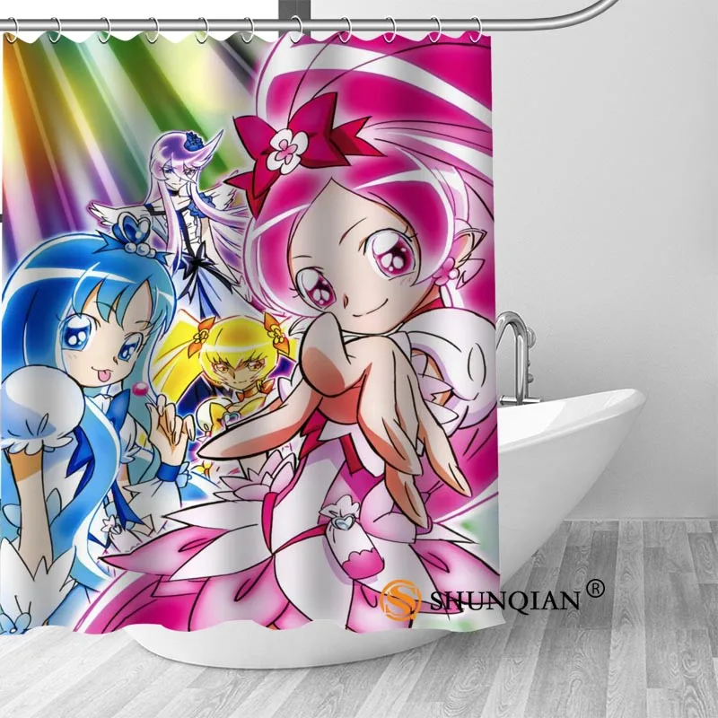 Пользовательские Улыбка Precure Новое прибытие Полиэстеровая печать на ткани занавески для душа водонепроницаемый с крючками занавес для ванной подарок для ванной - Цвет: Shower Curtain