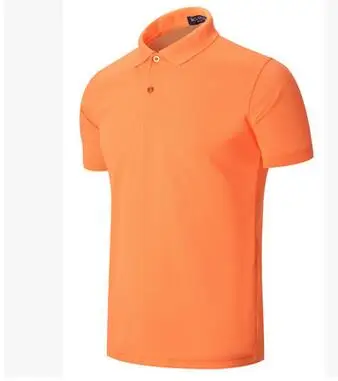 Мужские рубашки поло с коротким рукавом на пуговицах, приталенные Летние повседневные рубашки, мужские брендовые рубашки поло черного, белого, красного, фиолетового цвета, размер XXXL - Цвет: Оранжевый