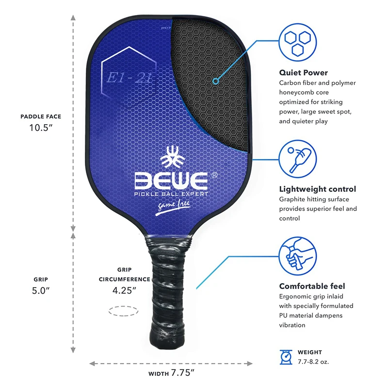 USAPA Approved Polymer Core Quiet Light Pickleball Paddle Graphite