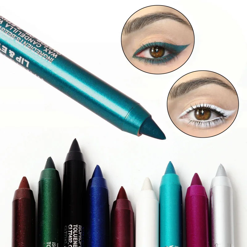 Женская Водостойкая Подводка для макияжа глаз, стойкая красочная Переливающаяся пигмент, белый фиолетовый карандаш для глаз