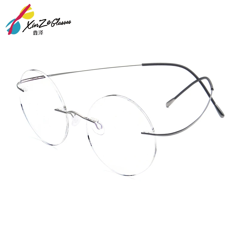 

XINZE Steve Jobs Star Style Ultra-light Memory Titanium Rimless Round Myopia Eyeglasses Optical Glasses Frame Men Eyewear