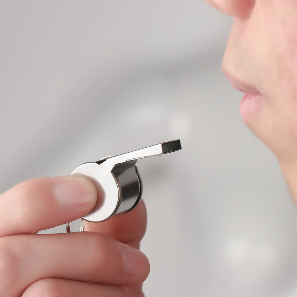 Description Picture 4 of itemStainless Steel Whistles Referee Sport Rugby Metal Whistle With Rope Party Training Soccer Football Basketball Cheerleading Tool